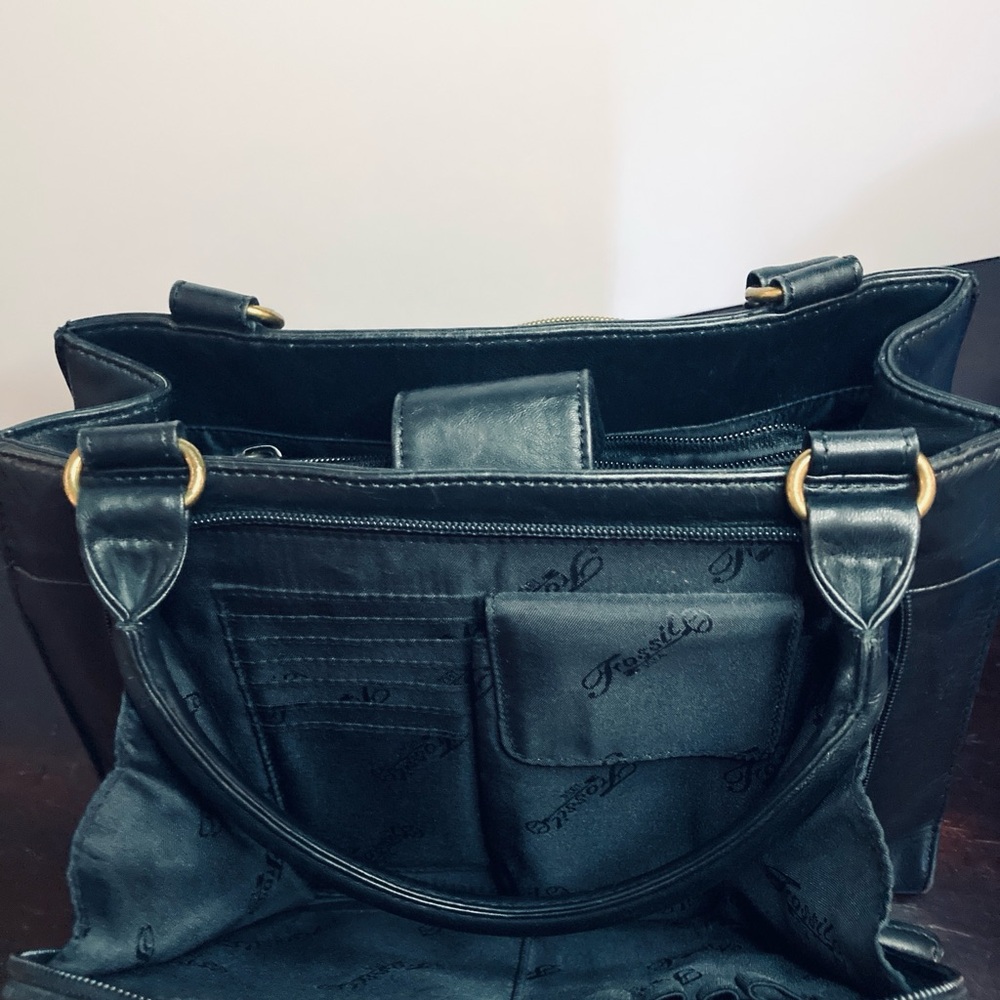 Fossil Black Leather Satchel with Structured Design - Picture 8 of 16